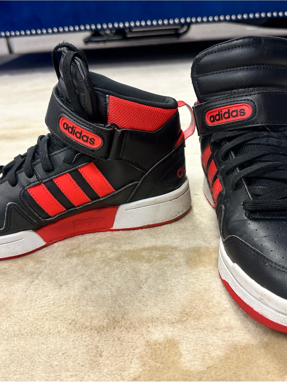 adidas Black and Red High-Top Athletic Shoes